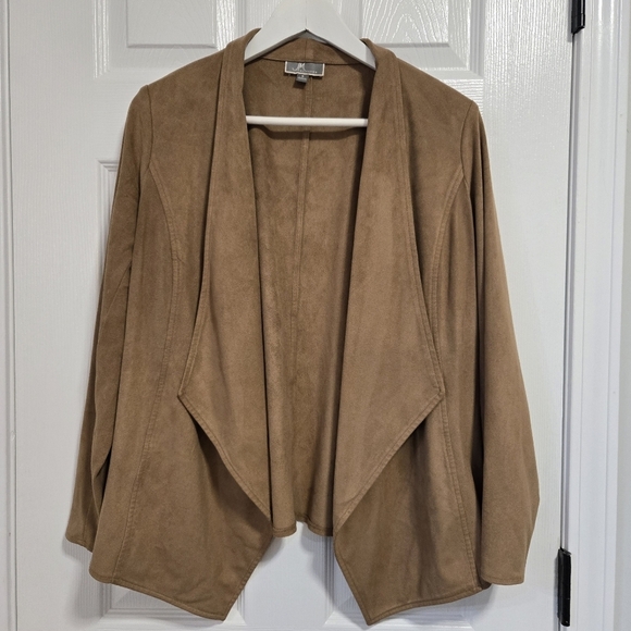 JM Collection Women's Faux Suede Open Front Waterfall Jacket Blazer Size Small - Picture 1 of 13